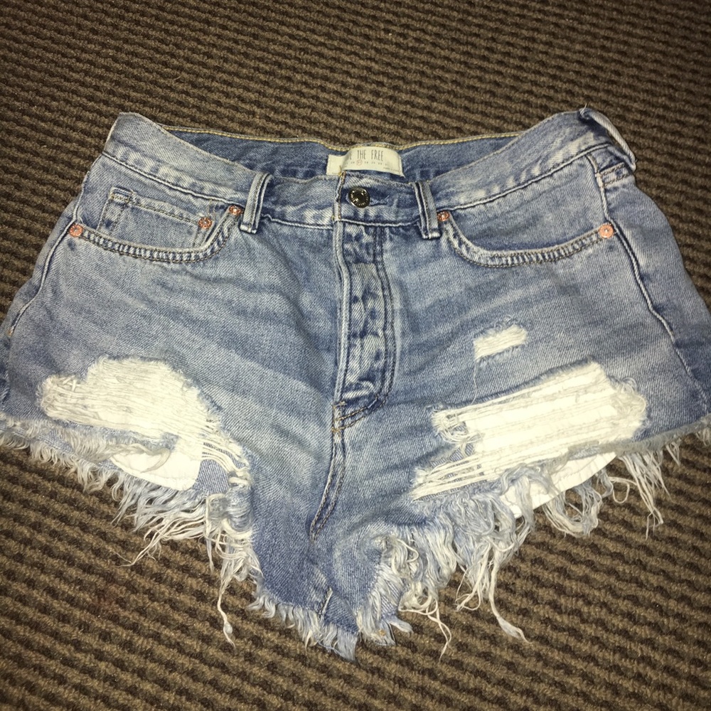 Free people good vibrations denim shorts